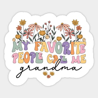 Retro Groovy My Favorite People Call Me Grandma Floral Sticker